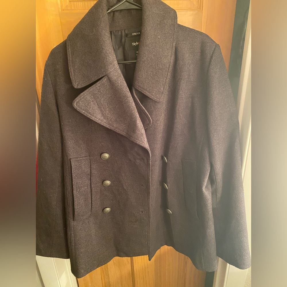 Women’s Peacoat. Charcoal Grey.